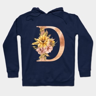 Watercolor sunflower floral  wedding monogram, D letter illustration Hoodie